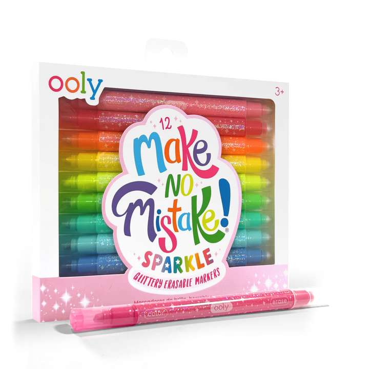 Make No Mistake! Sparkle Glittery Erasable Markers - Set of 12 | OOLY
