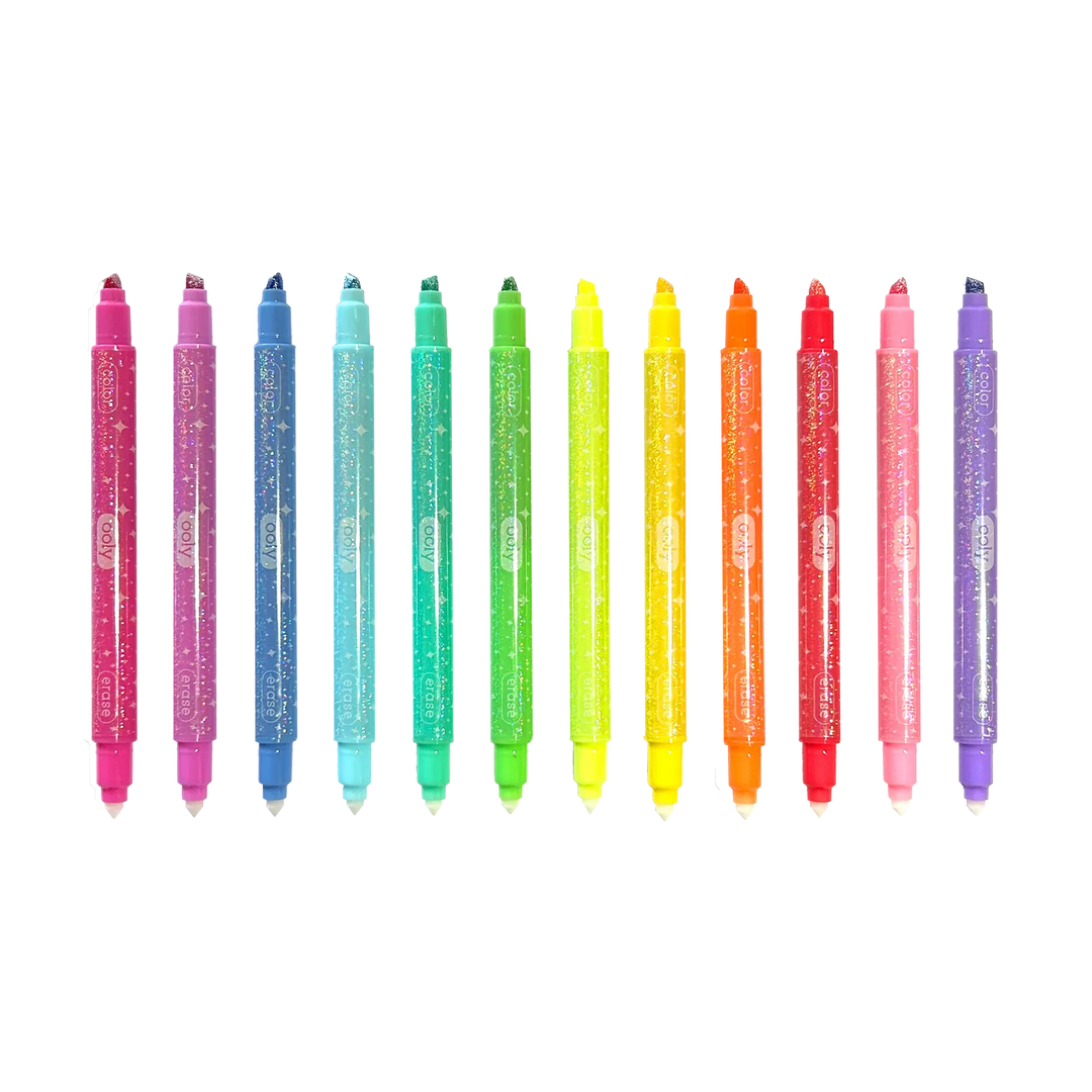 Make No Mistake! Sparkle Glittery Erasable Markers - Set of 12 | OOLY