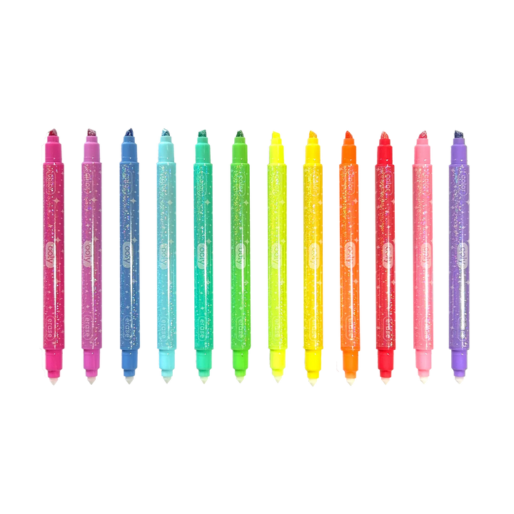Make No Mistake! Sparkle Glittery Erasable Markers - Set of 12 | OOLY