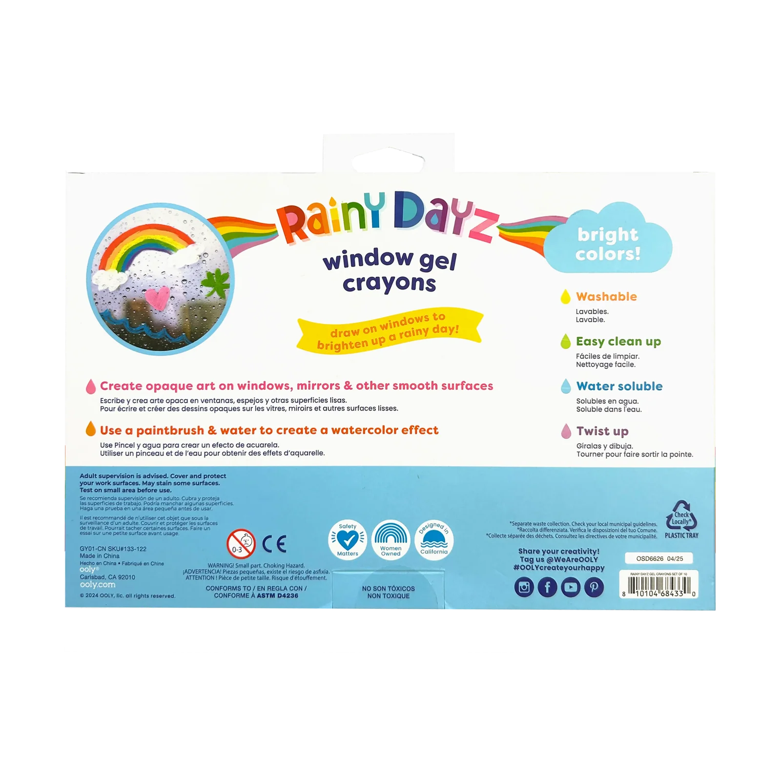 Rainy Dayz Window Gel Crayons - Set of 10 | OOLY