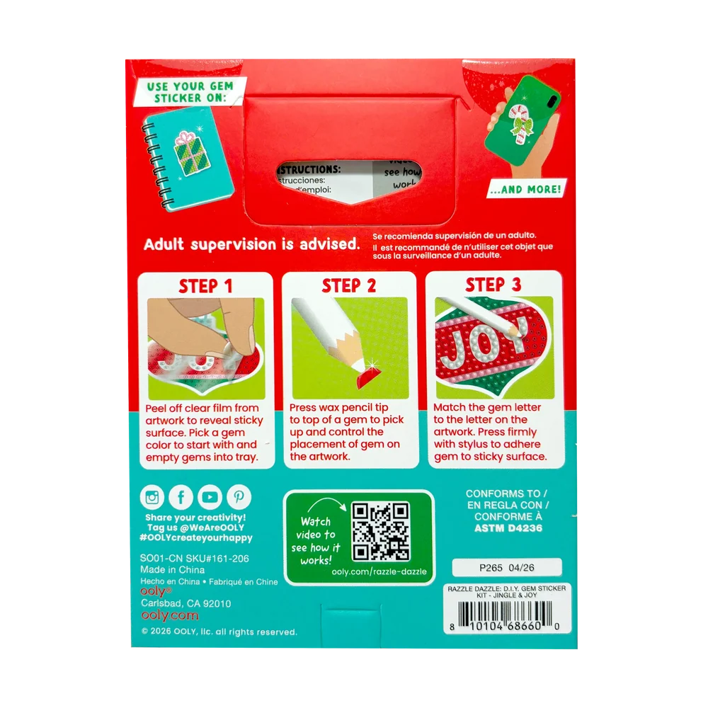 Razzle Dazzle DIY Gem Sticker Kit - Jingle & Joy | OOLY