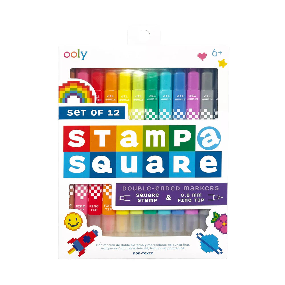 Stamp-A-Square Double Ended Markers - Set of 12 | OOLY