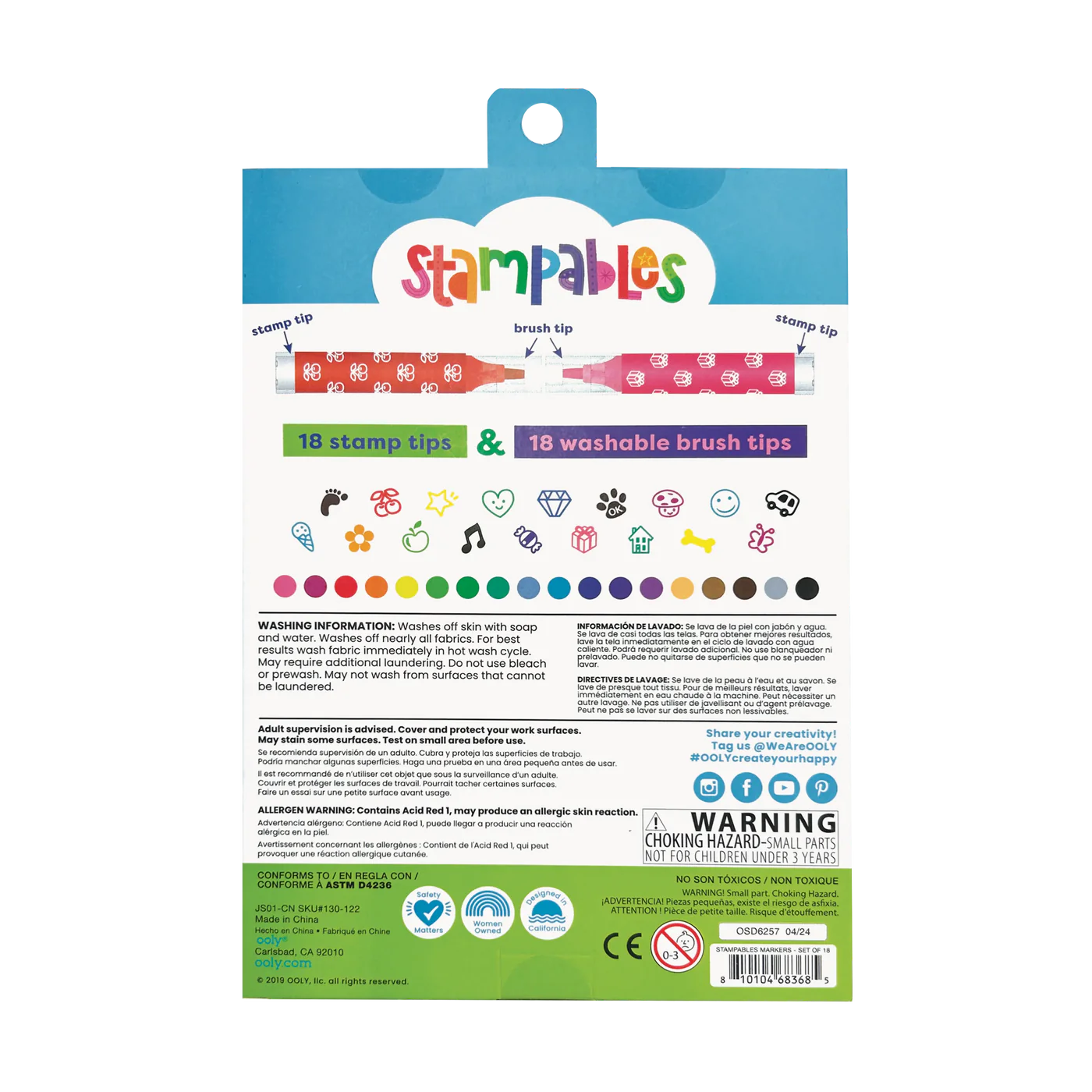 Stampables Double-Ended Stamp & Brush Markers - Set of 18 | OOLY