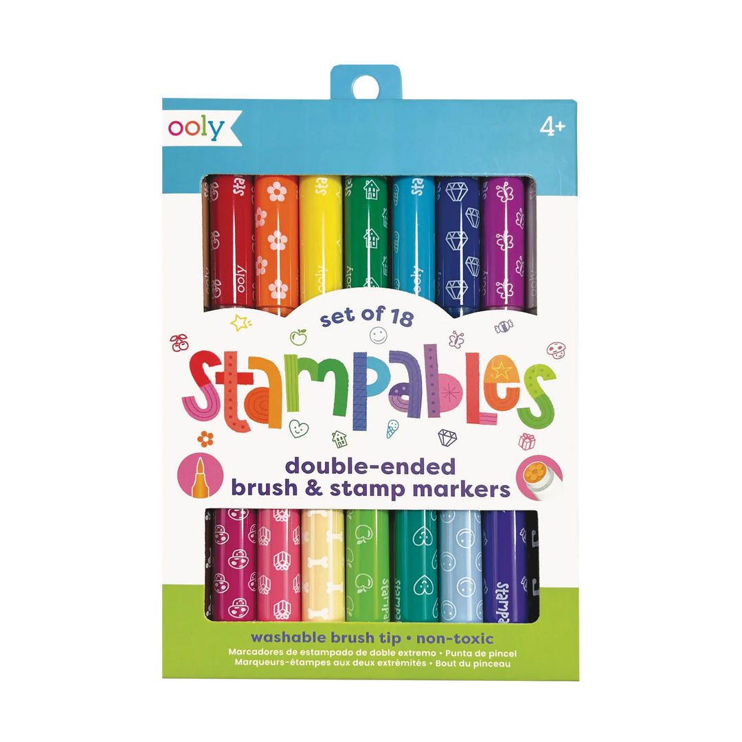 Stampables Double-Ended Stamp & Brush Markers - Set of 18 | OOLY