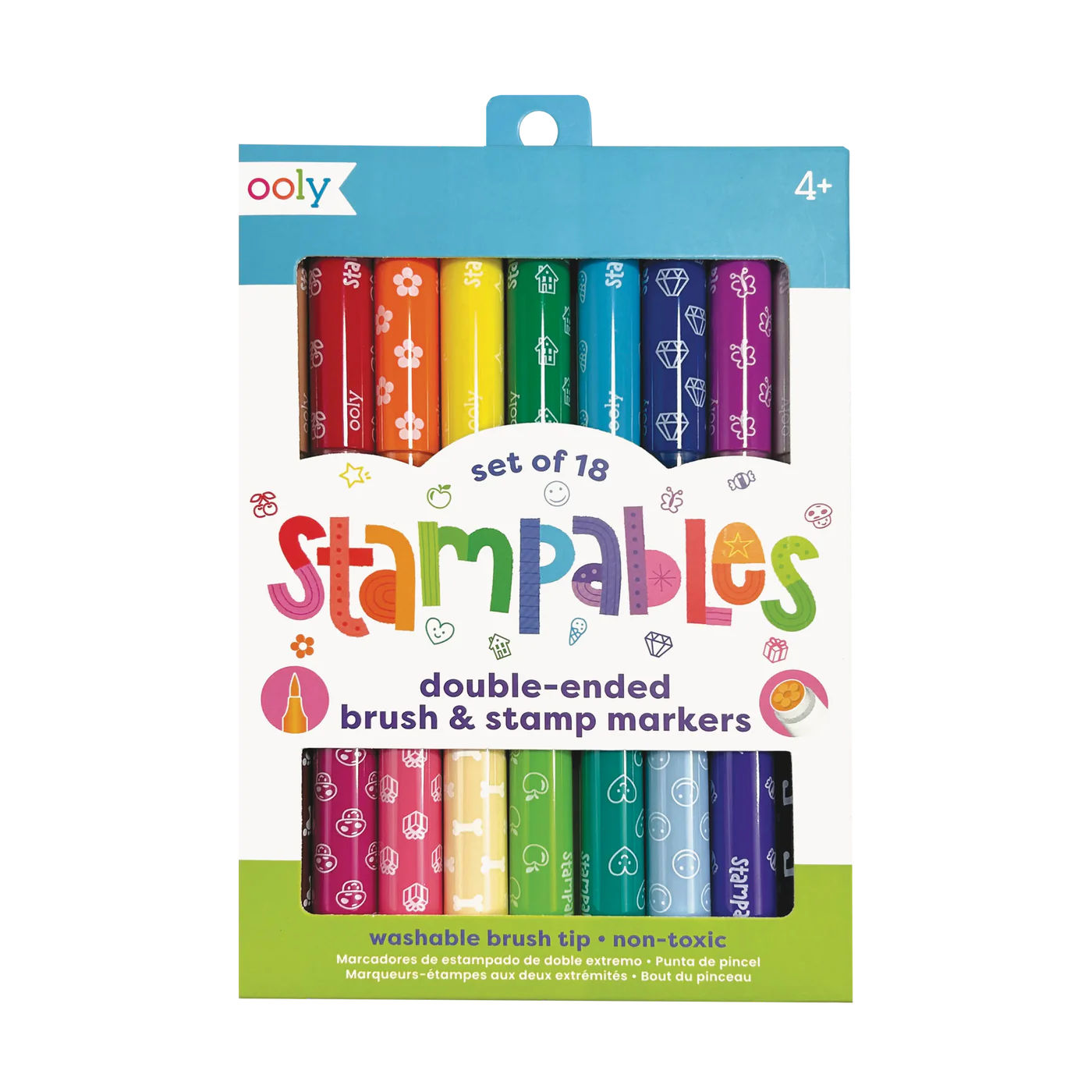 Stampables Double-Ended Stamp & Brush Markers - Set of 18 | OOLY