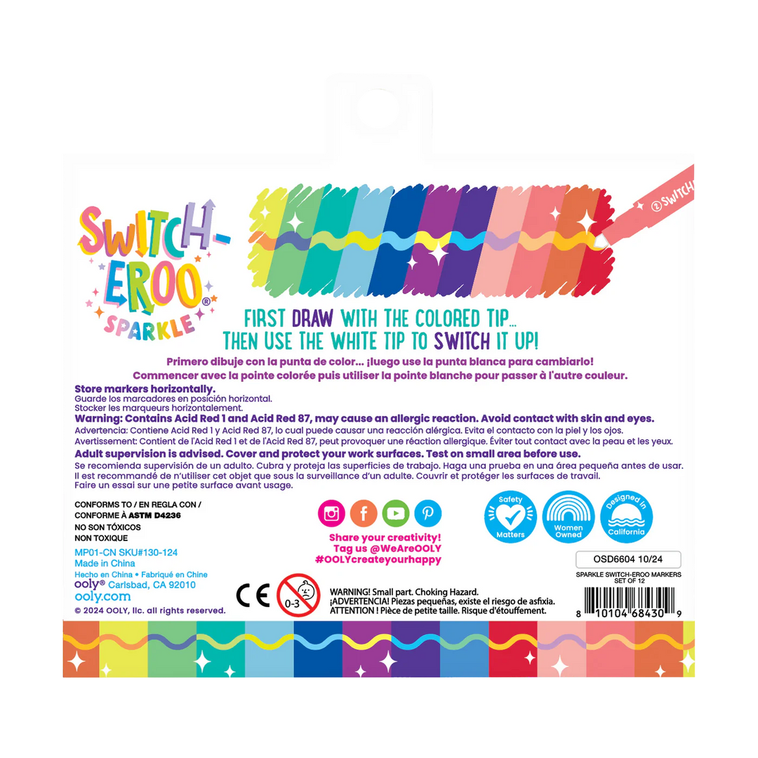 Switch-Eroo Sparkle Glittery Color Changing Markers - Set of 12 | OOLY