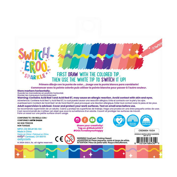 Switch-Eroo Sparkle Glittery Color Changing Markers - Set of 12 | OOLY
