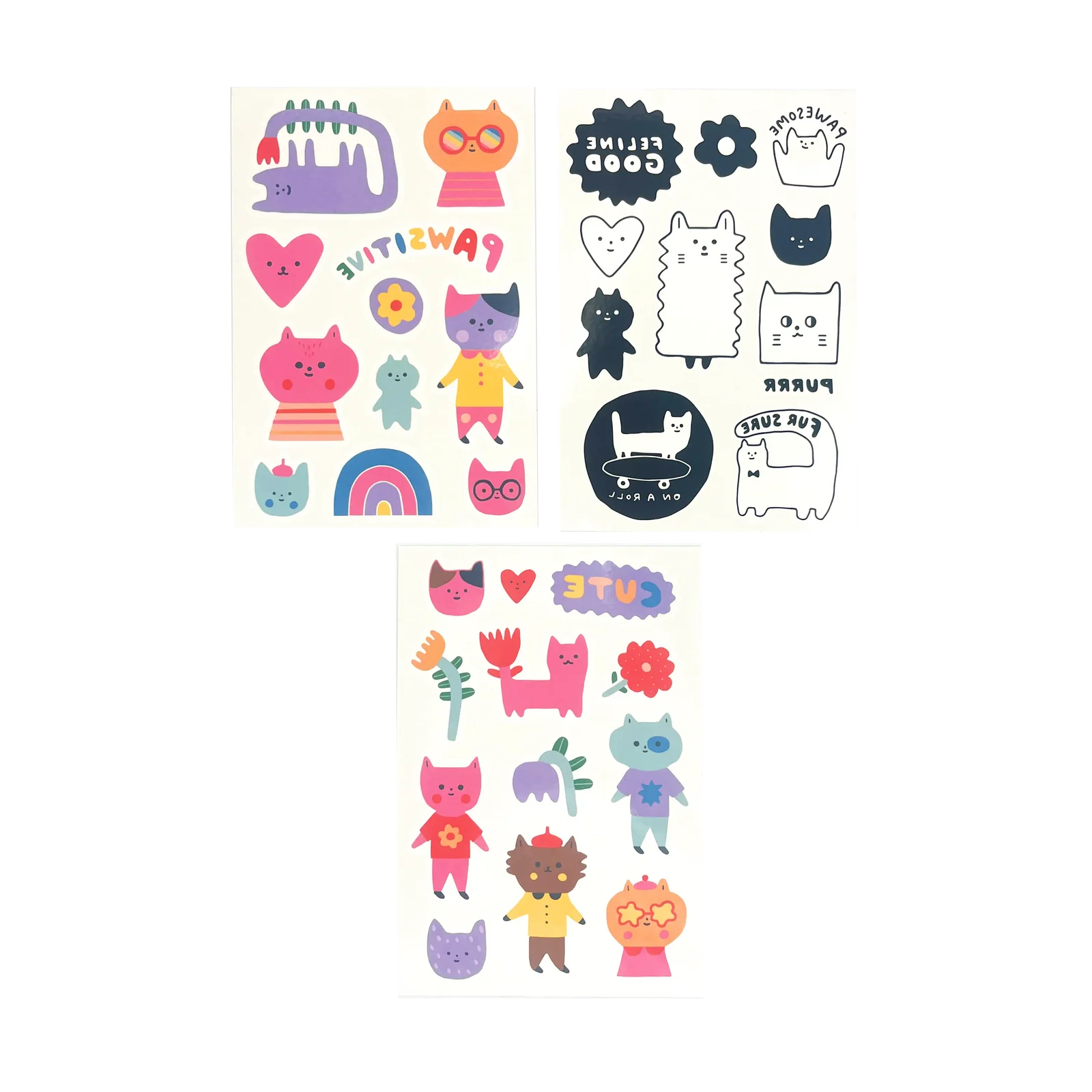 Tattoo-Palooza x Suzy Ultman: Temporary Tattoos Mini Pack - Pawsitive Cats | OOLY