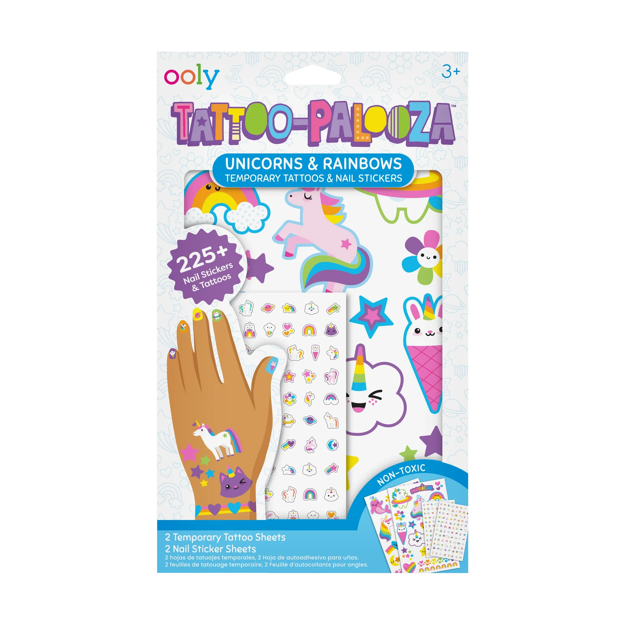 Tattoo-Palooza Temporary Tattoos & Nail Stickers - Unicorns & Rainbows | OOLY