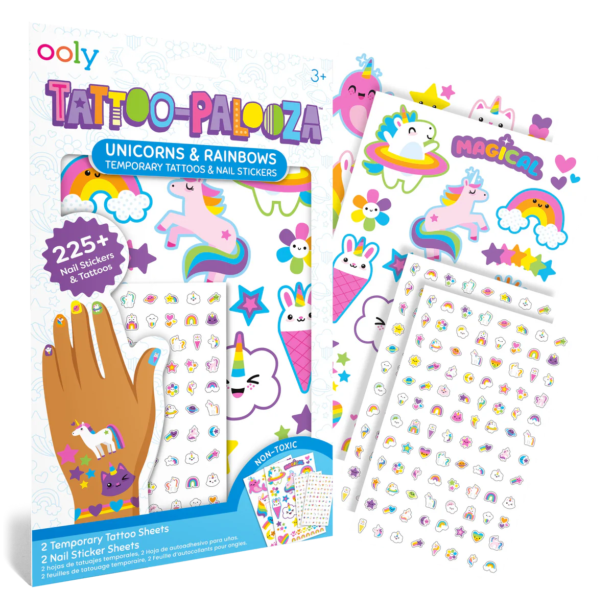 Tattoo-Palooza Temporary Tattoos & Nail Stickers - Unicorns & Rainbows | OOLY