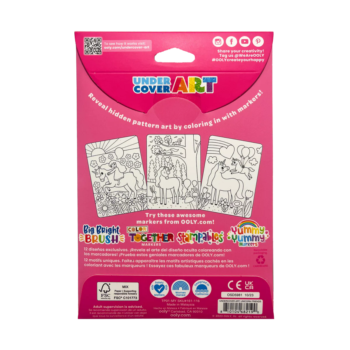 Undercover Art Hidden Pattern Coloring Activity Art Cards - Unicorn Friends | OOLY