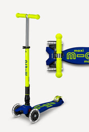 Micro Maxi Foldable LED Scooter - Neon Canary Yellow/Blue | Micro - LOCAL PICKUP ONLY
