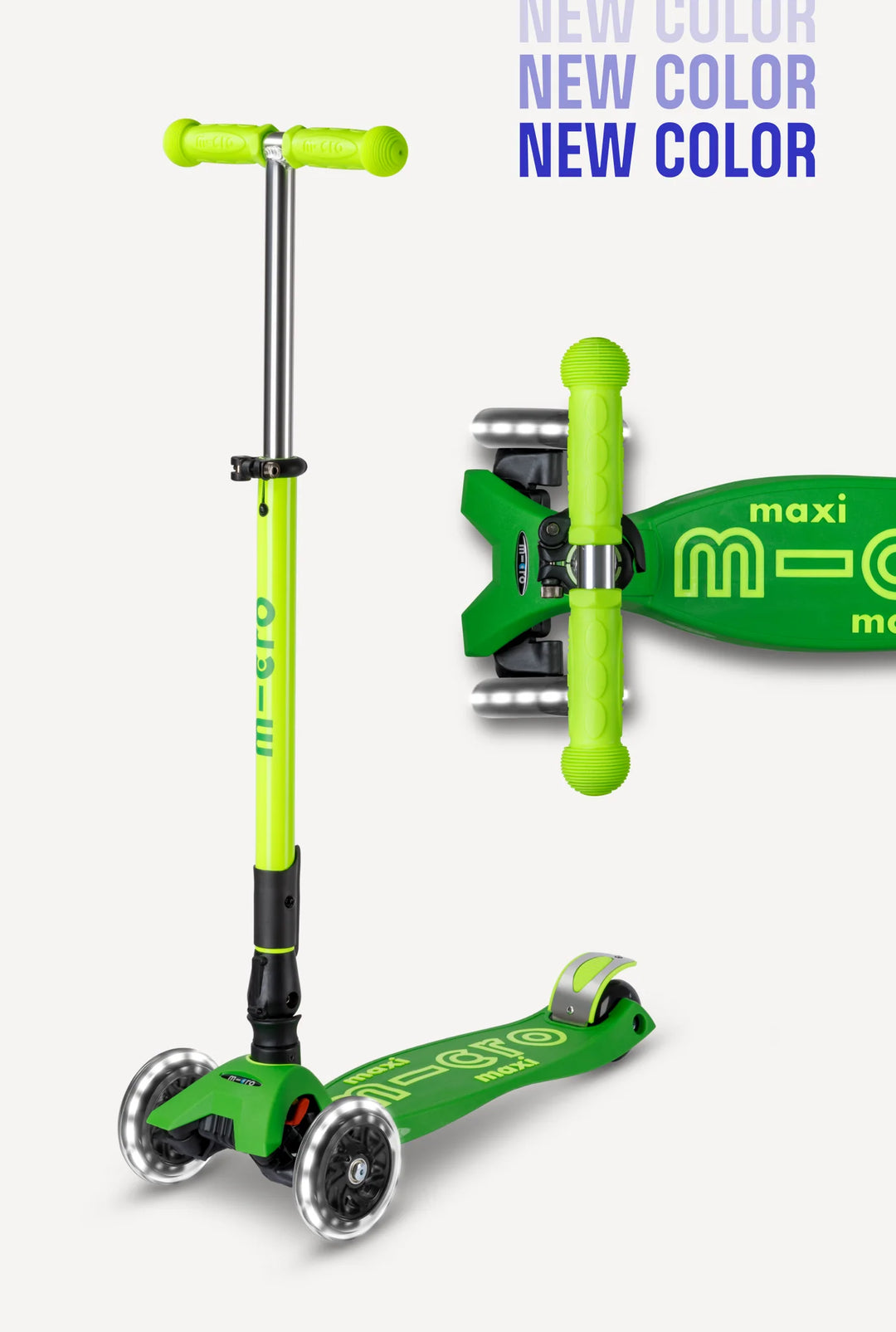 Micro Maxi Foldable LED Scooter - Neon Parrot Green | Micro - LOCAL PICKUP ONLY