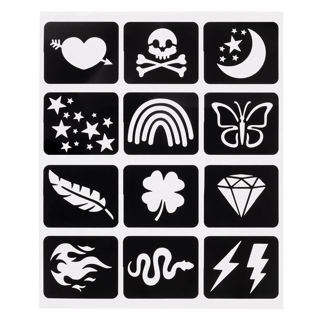 Metallic Tattoo Flair: 10 Tattoo Markers + 12 Stencils | SNIFTY