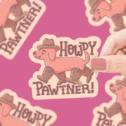 Howdy Paw-tner Puppy Vinyl Sticker | Turtle's Soup