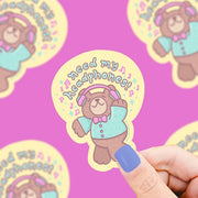 Head Phones Bear Vinyl Sticker | Turtle's Soup