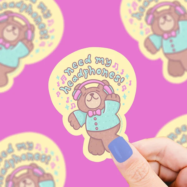 Head Phones Bear Vinyl Sticker | Turtle's Soup