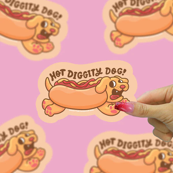 Hot Diggity Dog Cute Hot Dog Vinyl Sticker | Turtle's Soup