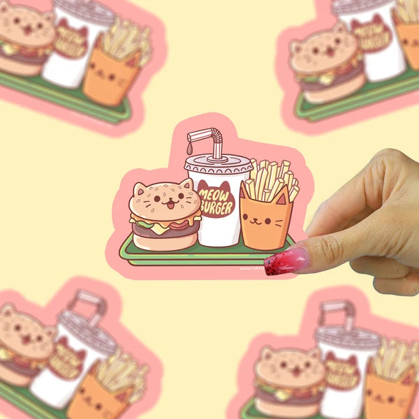 Meow Burger Kids Meal Kawaii Cat Fast Food Vinyl Sticker | Turtle's Soup