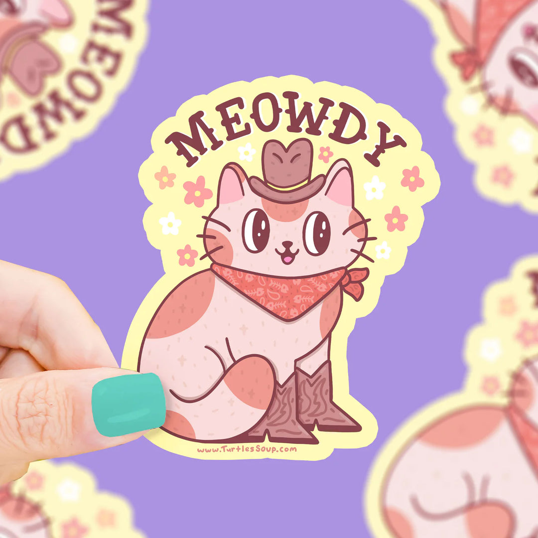 Meowdy Western Cowboy Cat Vinyl Sticker | Turtle's Soup