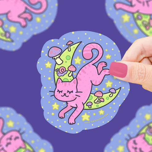 Over the Moon Kitty Vinyl Sticker | Turtle's Soup