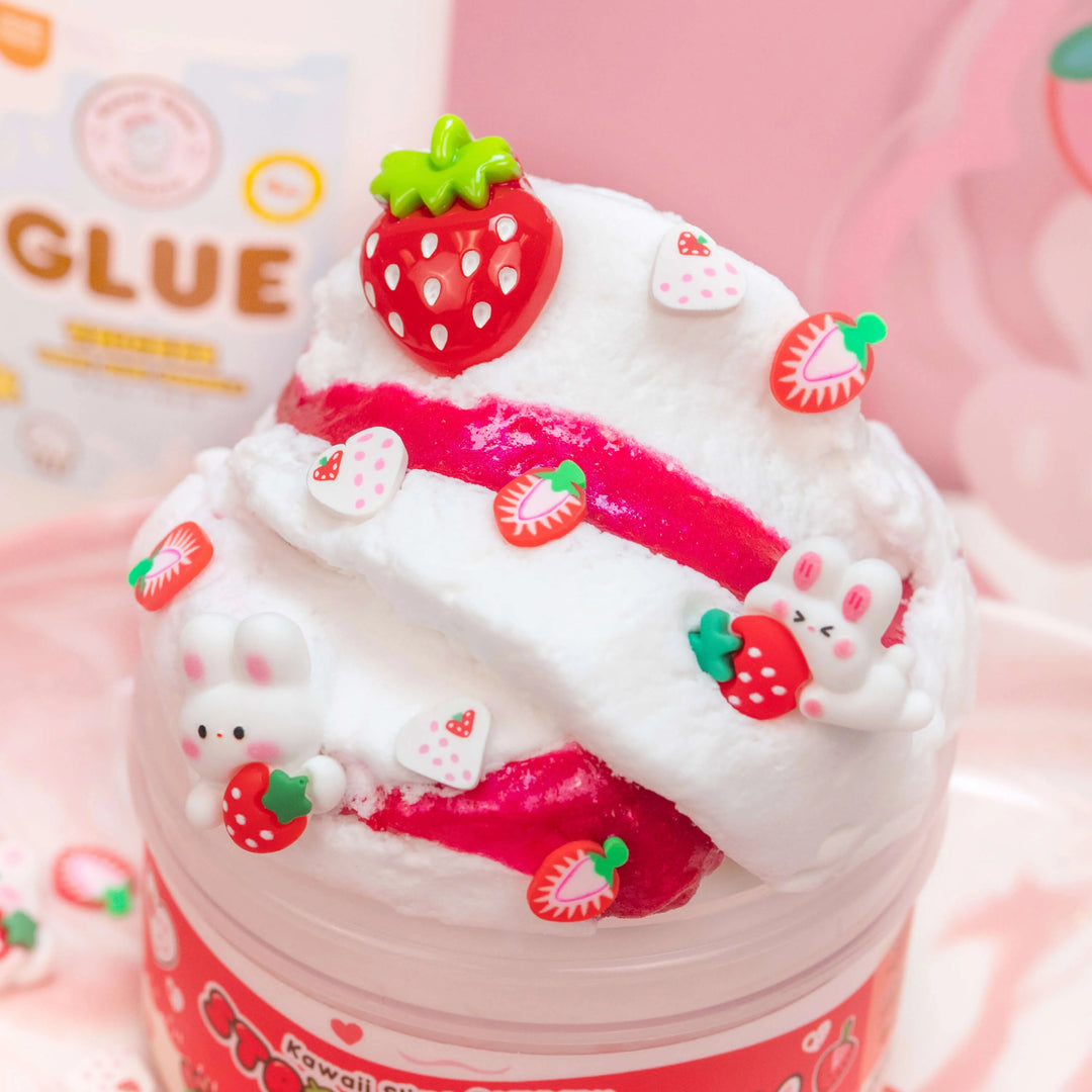 Straw-Bunny Sponge Cake Cloud Slime | Kawaii Slime Company