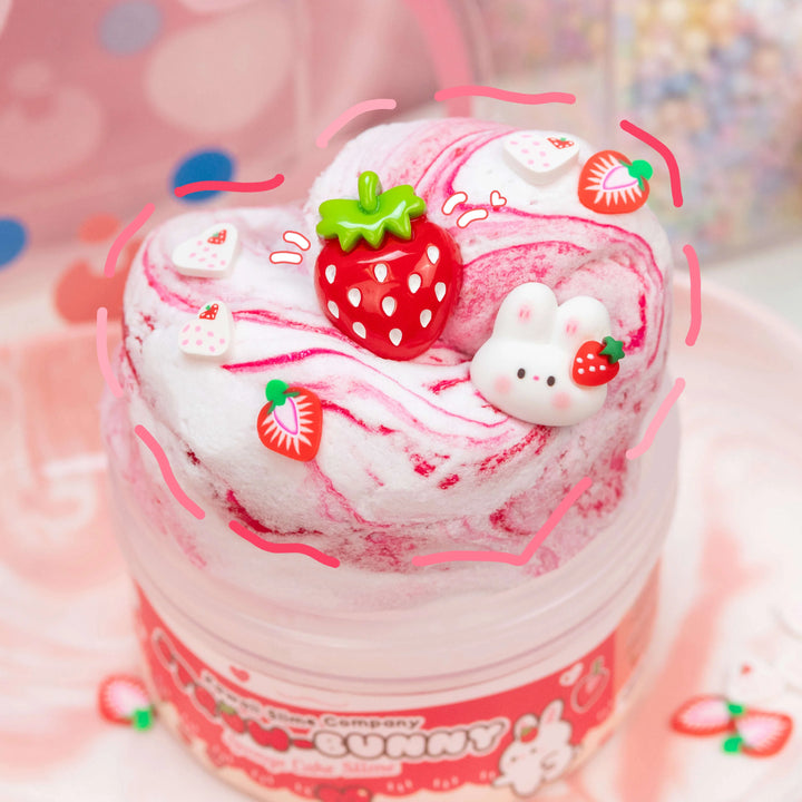 Straw-Bunny Sponge Cake Cloud Slime | Kawaii Slime Company