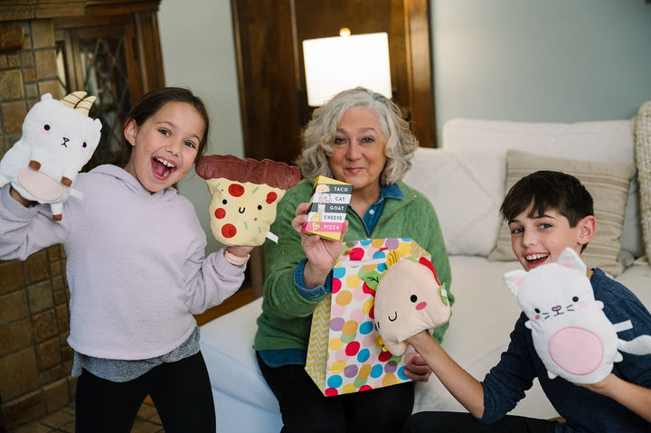 Taco Cat Goat Cheese Pizza Plush Mitten Set | Dolphin Hat Games