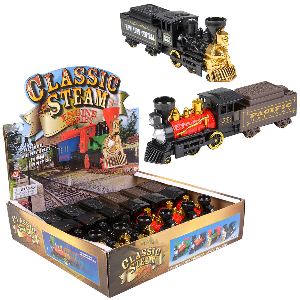 10" Die Cast Steam Engine Pull Back Locomotive | The Toy Network