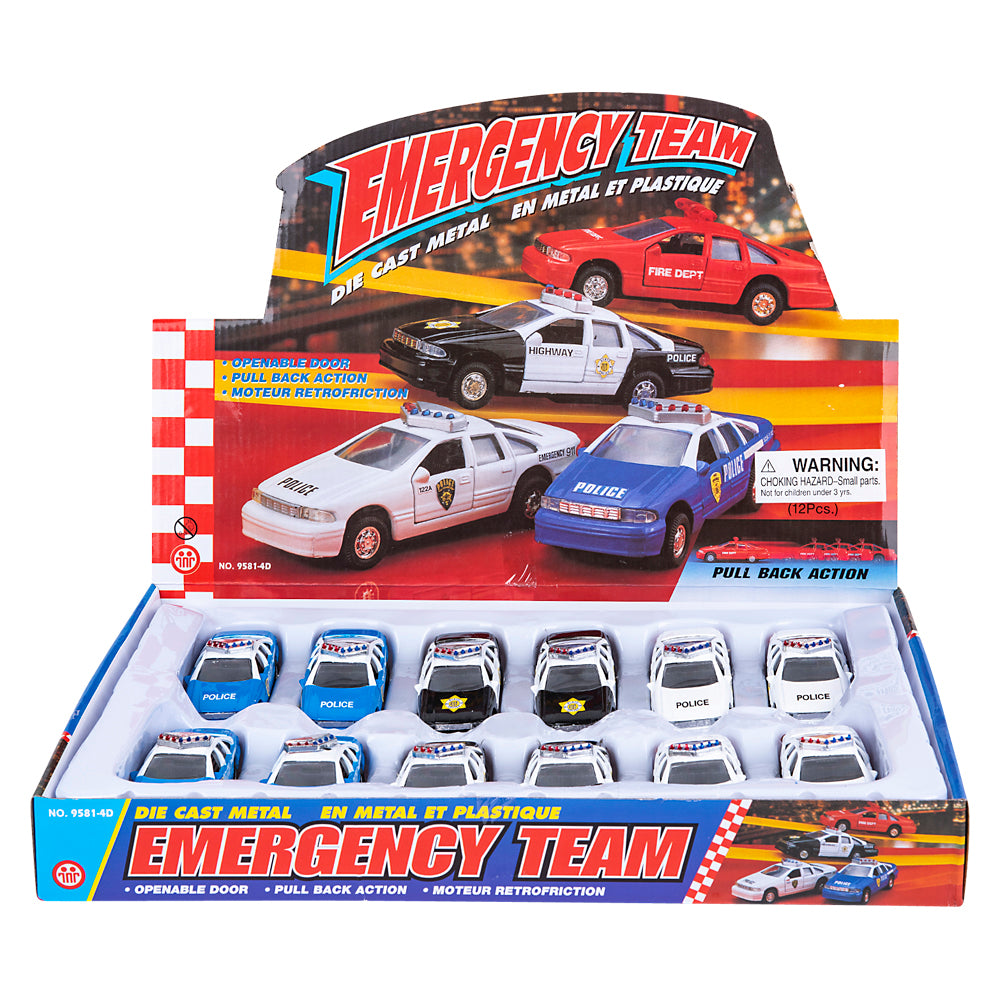 4.5" Die-cast Pull Back Police Car | The Toy Network