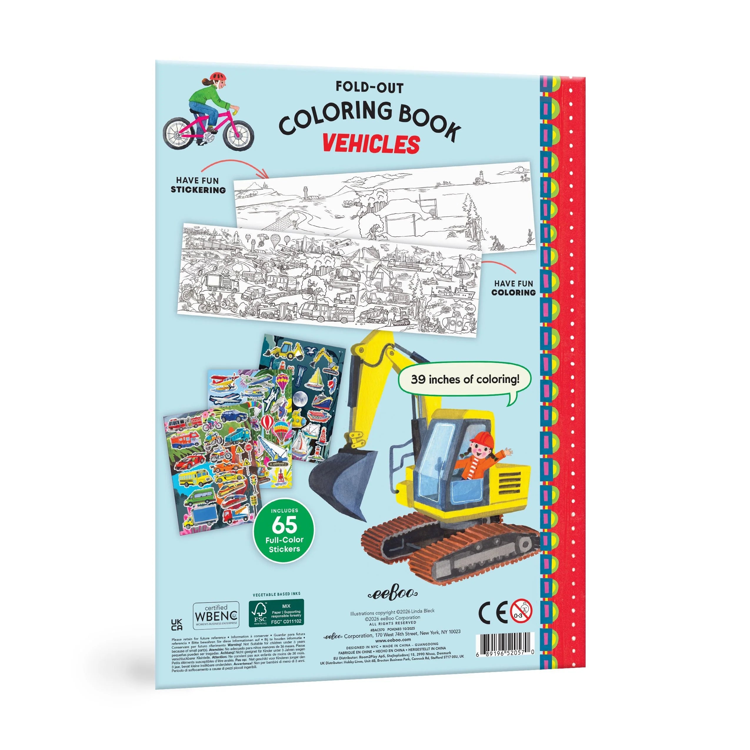 Vehicles Fold-Out Coloring Book | eeBoo