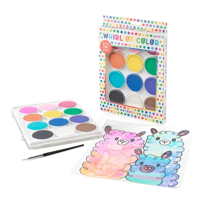 Whirl of Color Jumbo Watercolor Cakes Paint Set – 12 Colors | Do A Dot