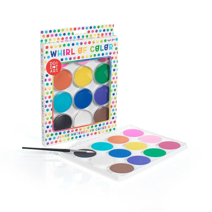 Whirl of Color Jumbo Watercolor Cakes Paint Set – 12 Colors | Do A Dot