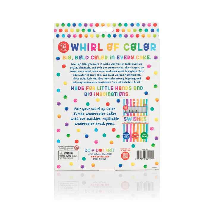 Whirl of Color Jumbo Watercolor Cakes Paint Set – 12 Colors | Do A Dot