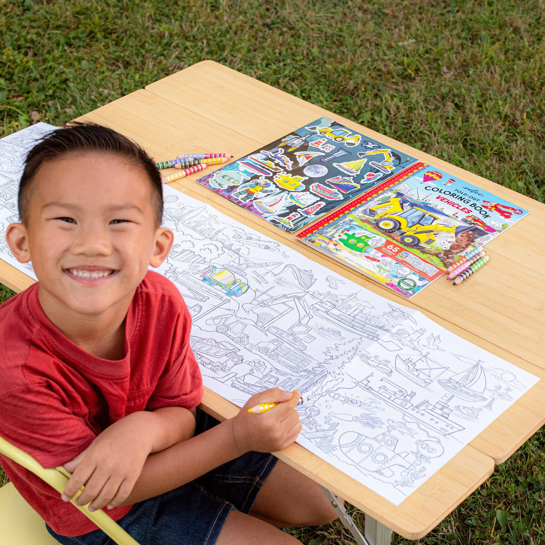 Vehicles Fold-Out Coloring Book | eeBoo