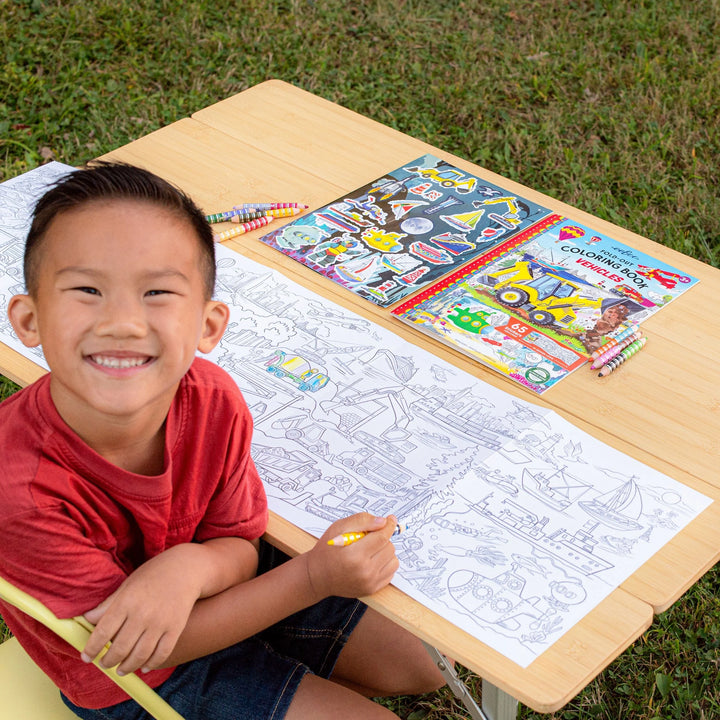Vehicles Fold-Out Coloring Book | eeBoo