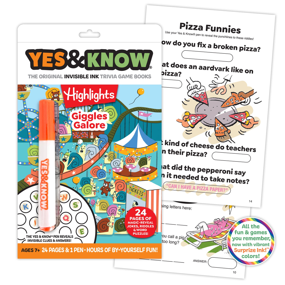 Yes & Know® Invisible Ink Trivia Game Books- Giggles Galore | Tree Town Toys