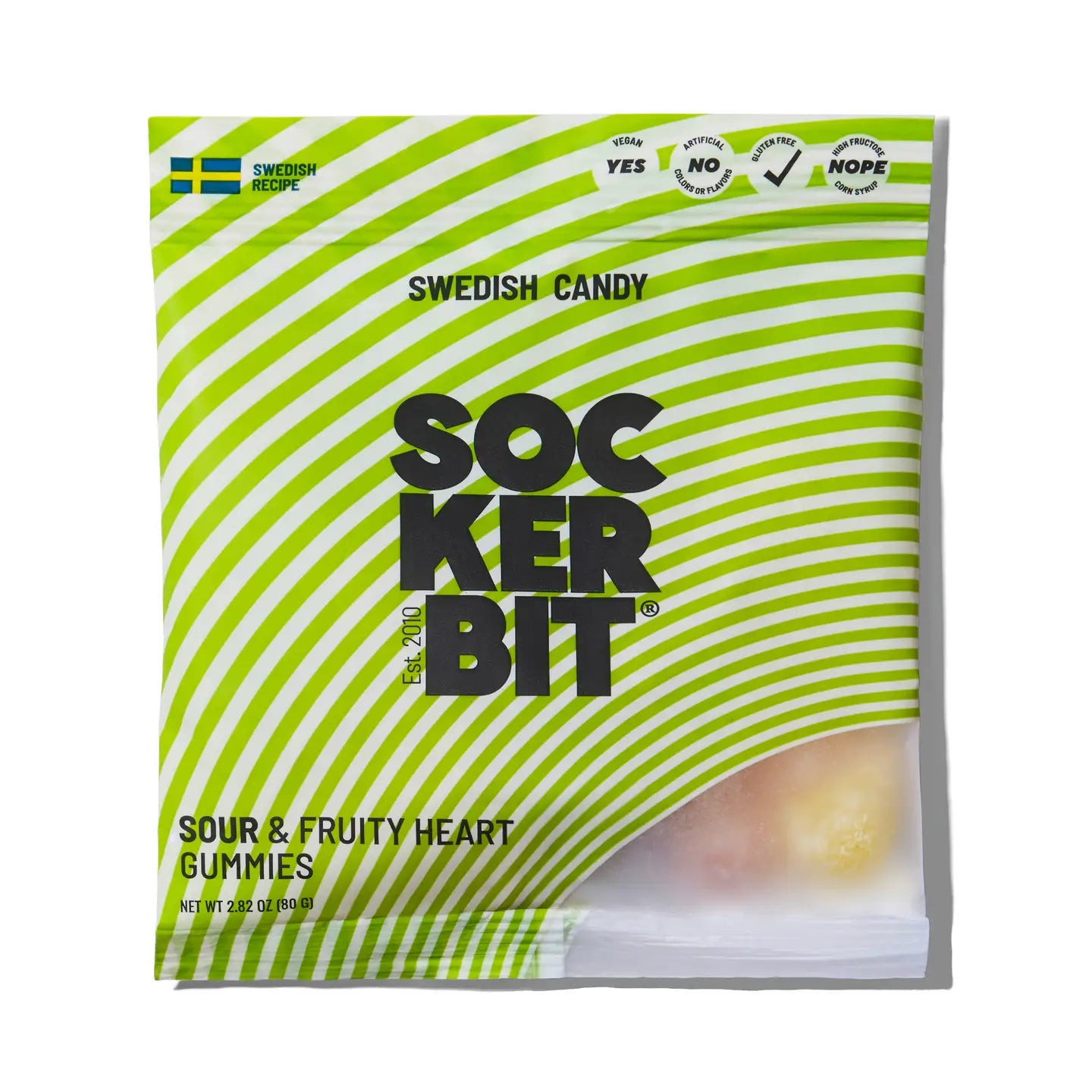 Sour Fruity Heart Gummies Swedish Candy Bag  | Sockerbit