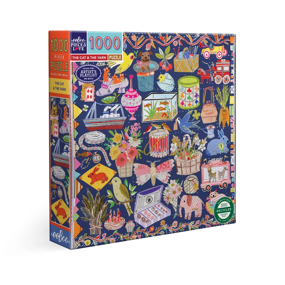 The Cat & the Yarn 1000 Sq Puzzle | eeBoo