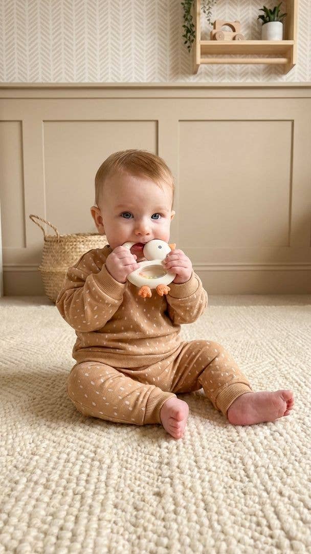 Bitzy Shake™ - Silicone Teether with Rattle - Goose