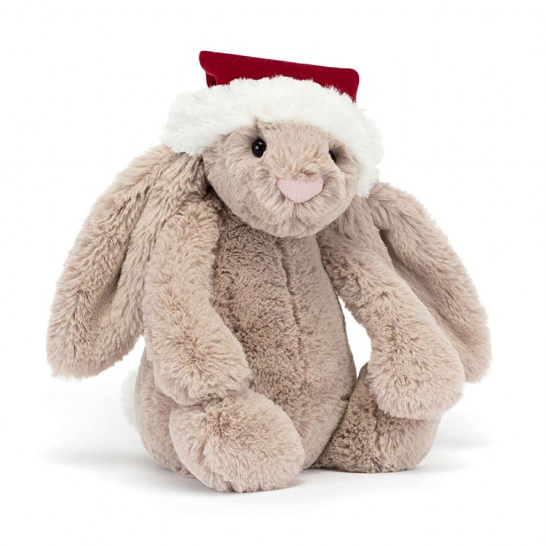 front view of bashful christmas bunny sitting