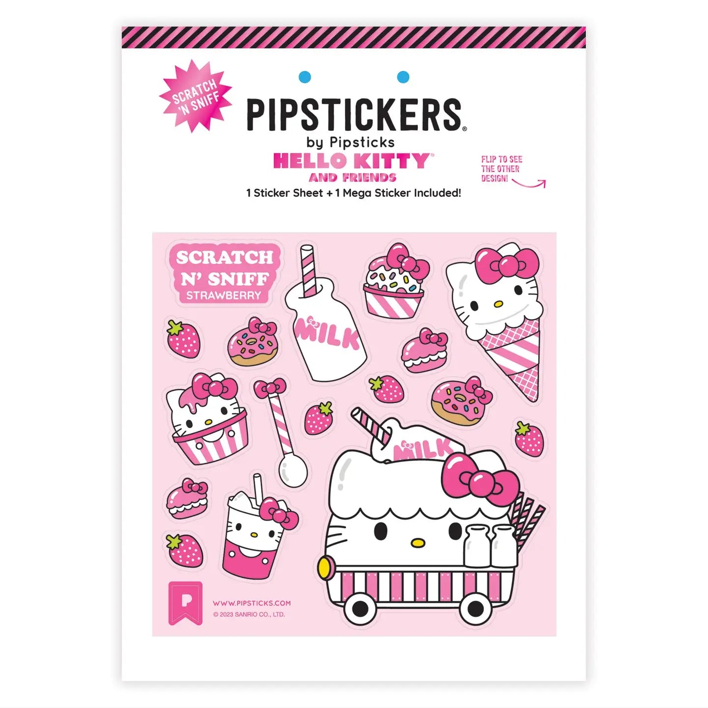 Hello Kitty Milk Cart Scratch 'n Sniff (2ct) Stickers | Pipsticks