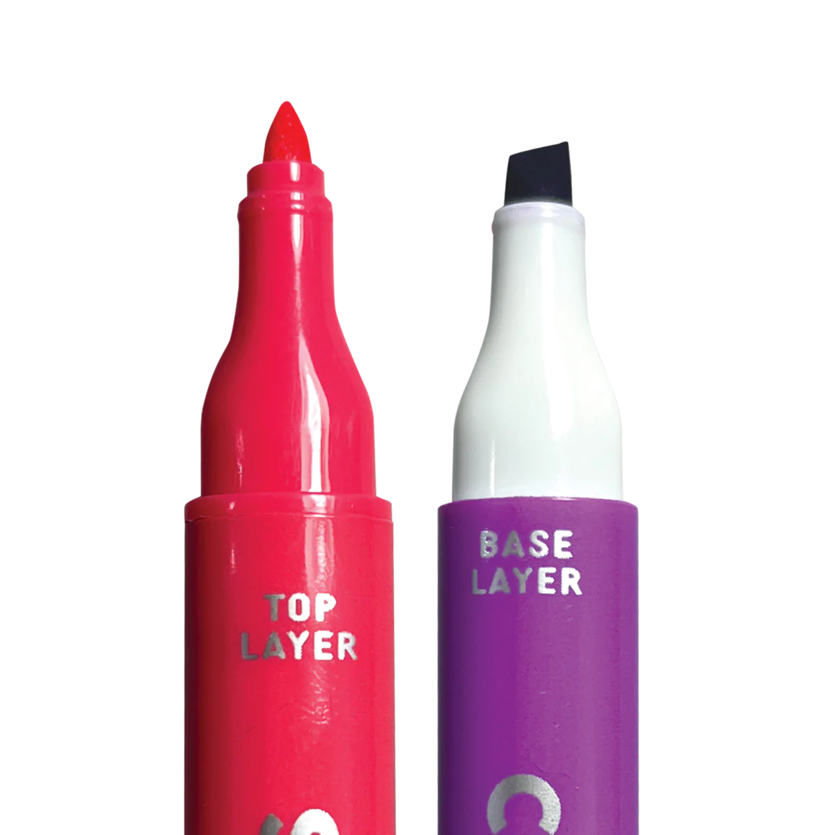 side by side view of marker tip options, point or chisel
