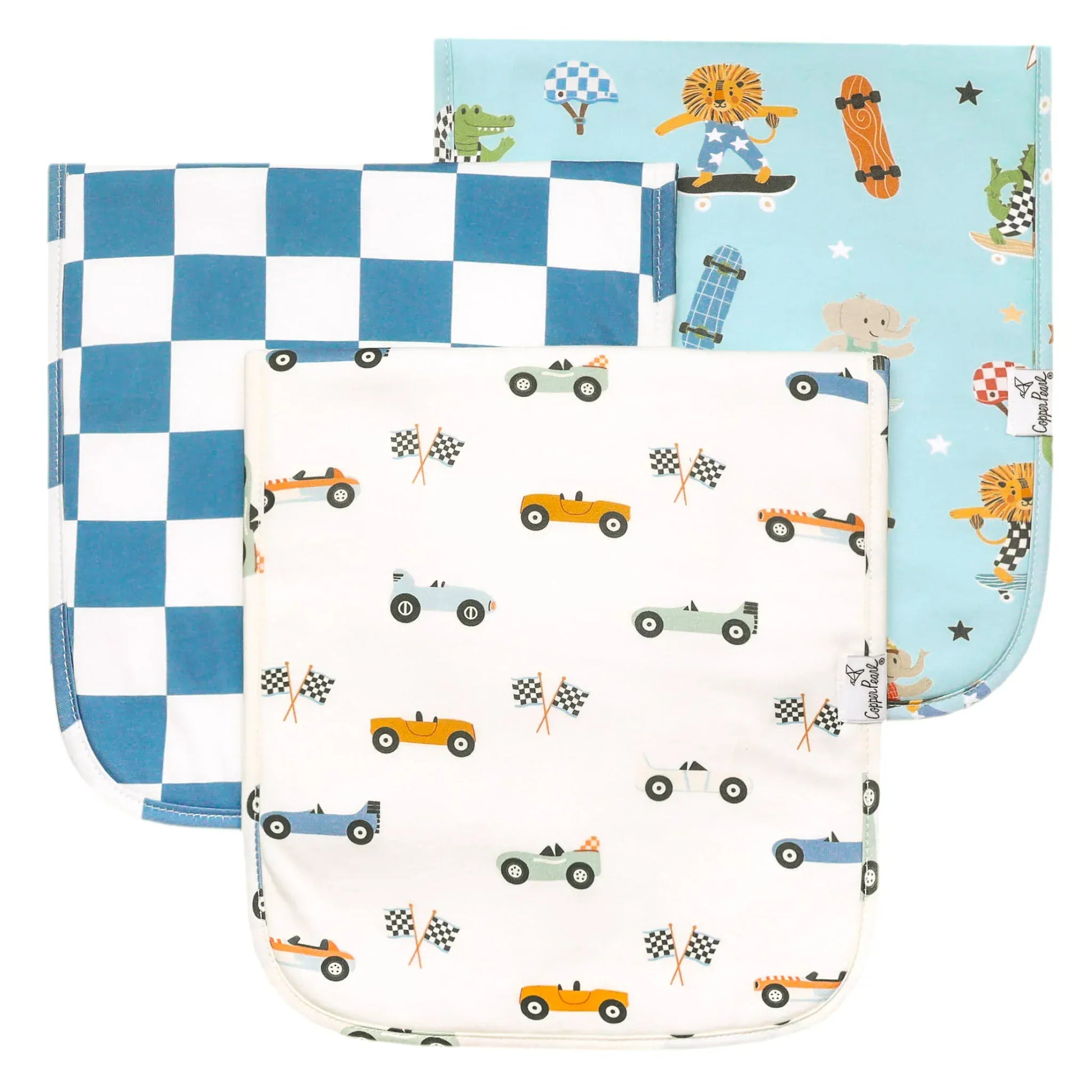 Copper Pearl Baby Speedster Burp Cloth Set (3-Pack)