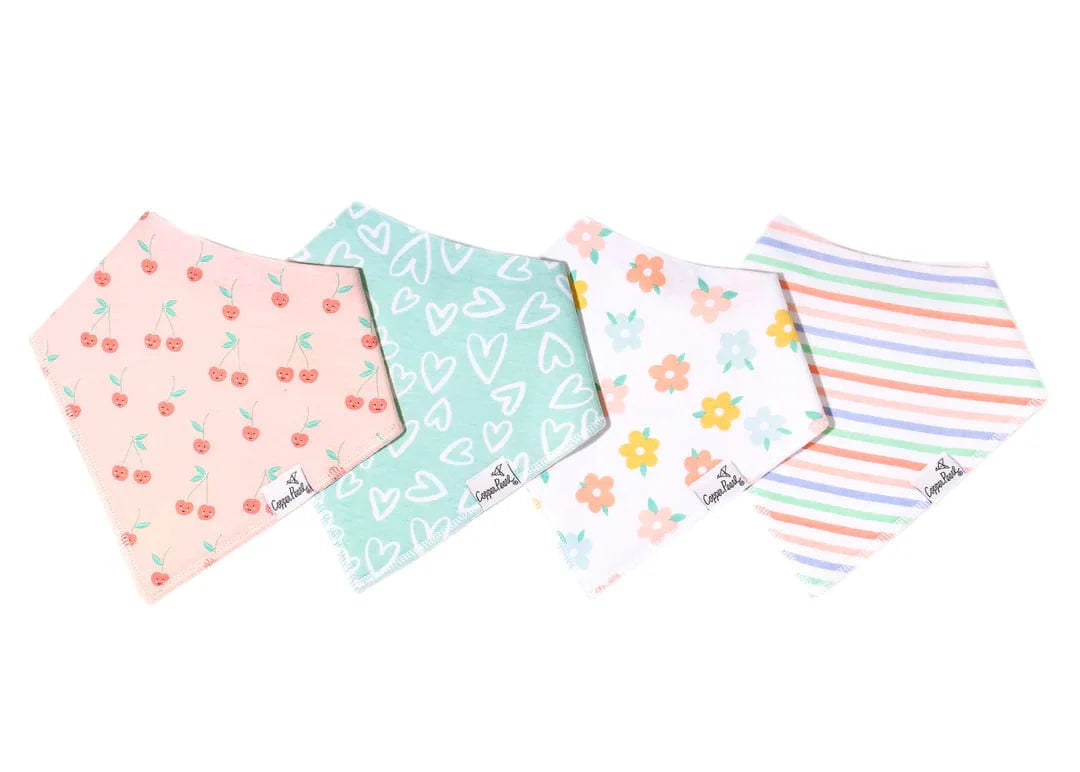 Copper Pearl Bib Cheery Bandana Bib Set (4-Pack)