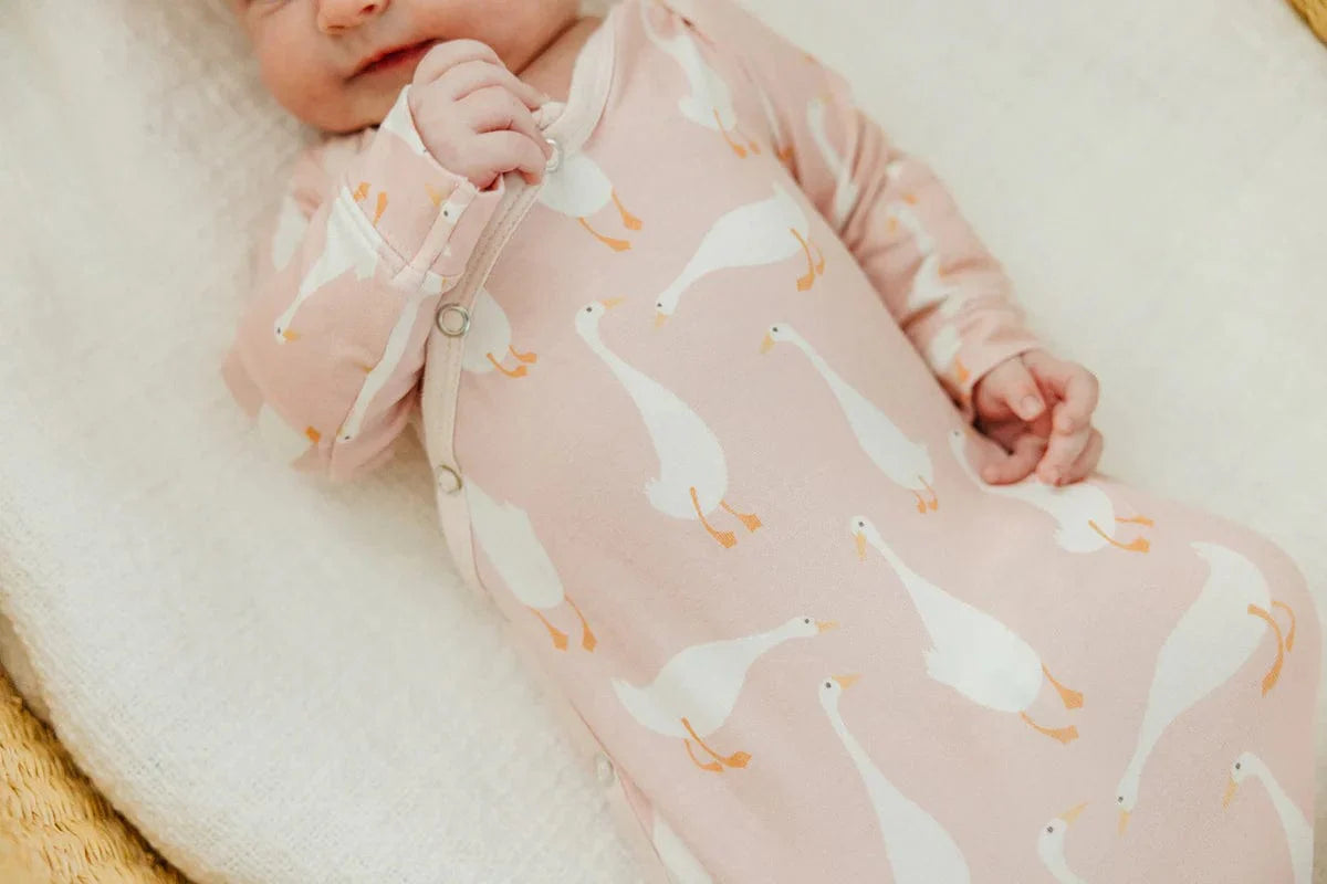 Copper Pearl Sleeping Goosie Newborn Knotted Gown