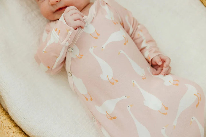 Copper Pearl Sleeping Goosie Newborn Knotted Gown