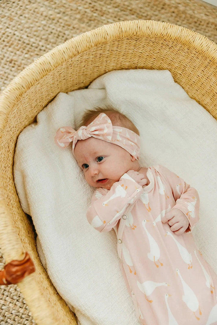 Copper Pearl Sleeping Goosie Newborn Knotted Gown