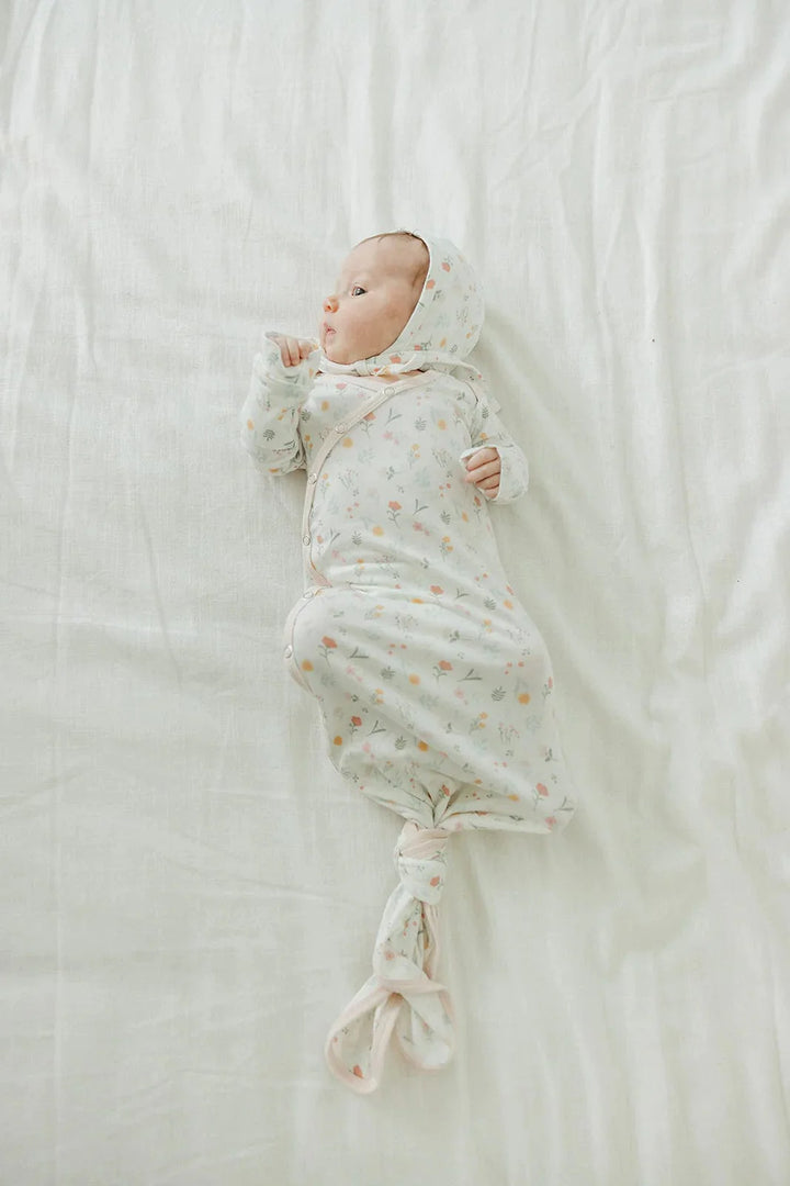 Copper Pearl Sleeping Mabel Newborn Knotted Gown