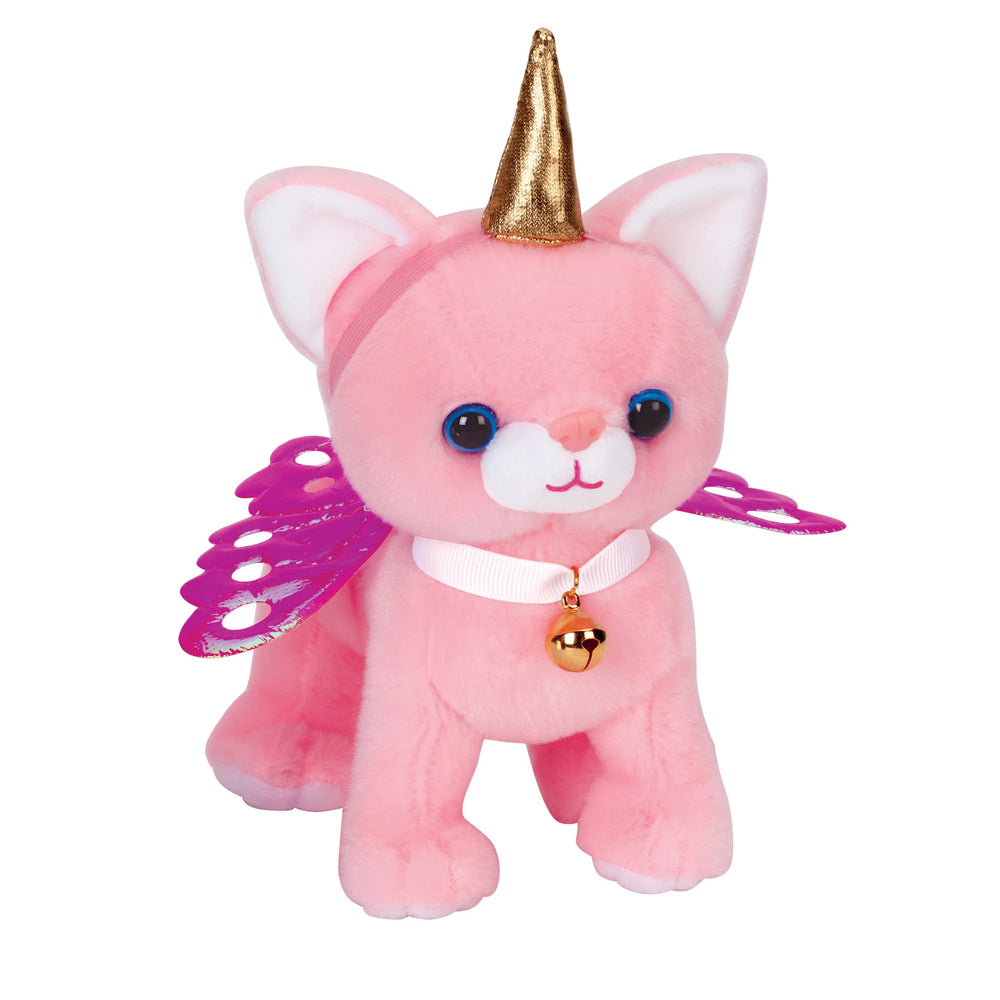 cuddly kitten with unicorn horn and wings